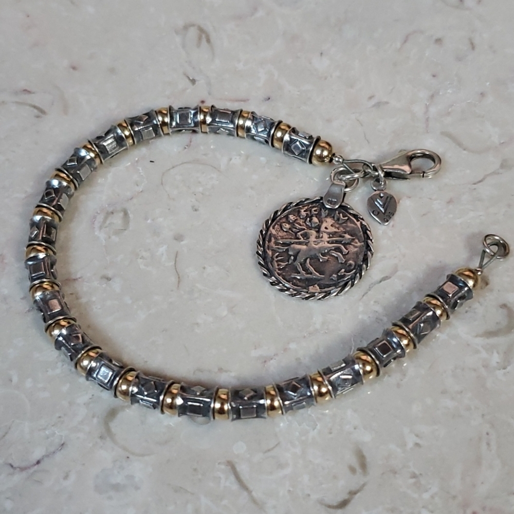 Silpada two tone beaded coin charm bracelet